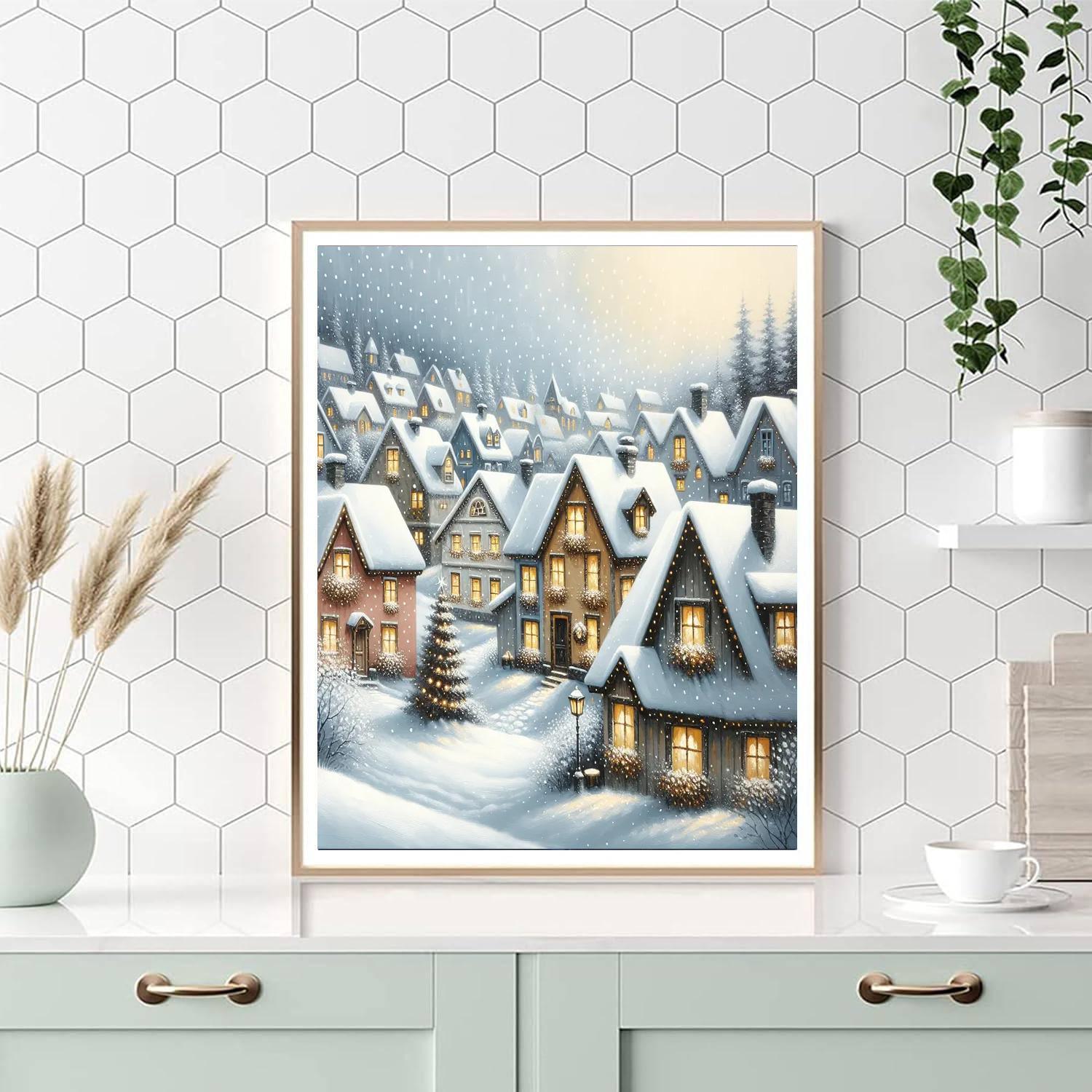 Snowy Village Wintertime Paint By Color