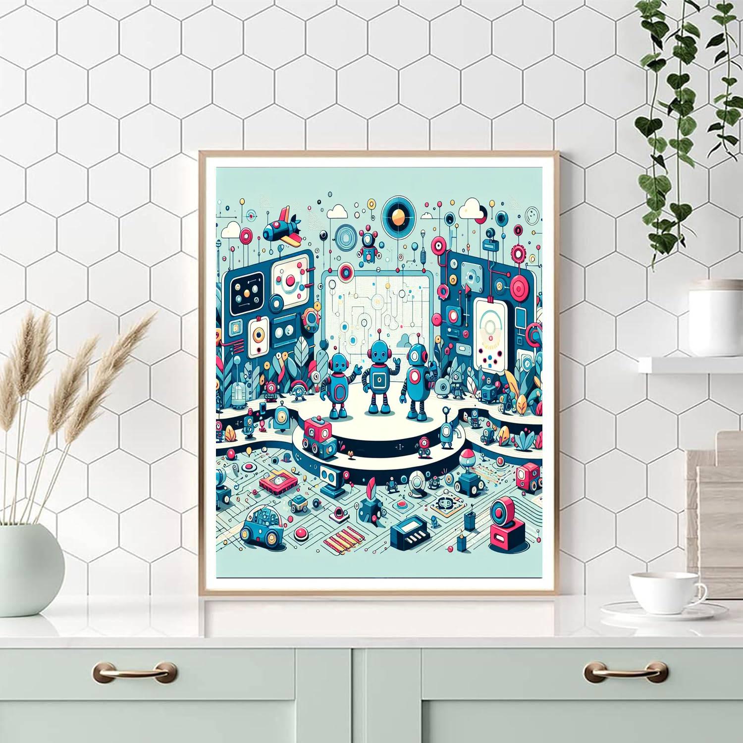 Robotic Realm Rovers Paint By Numbers Art