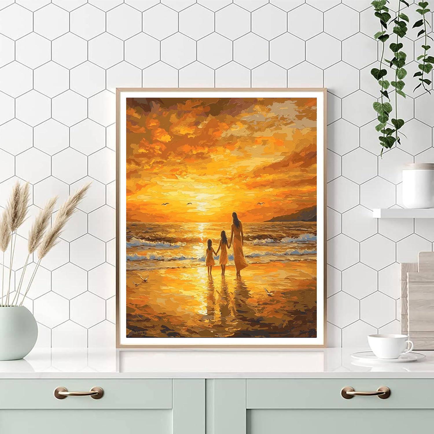Sunset Stroll With Mama Number Painting