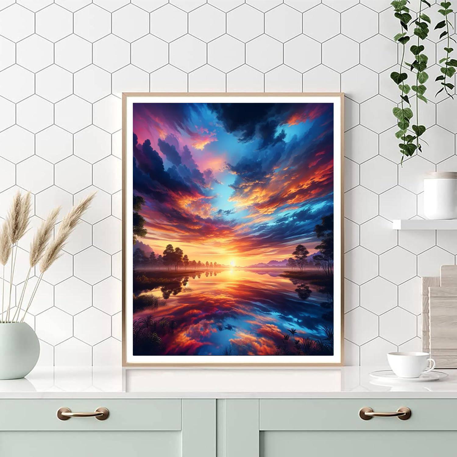 Sunset Reflections On Water Paint By Numbers Art