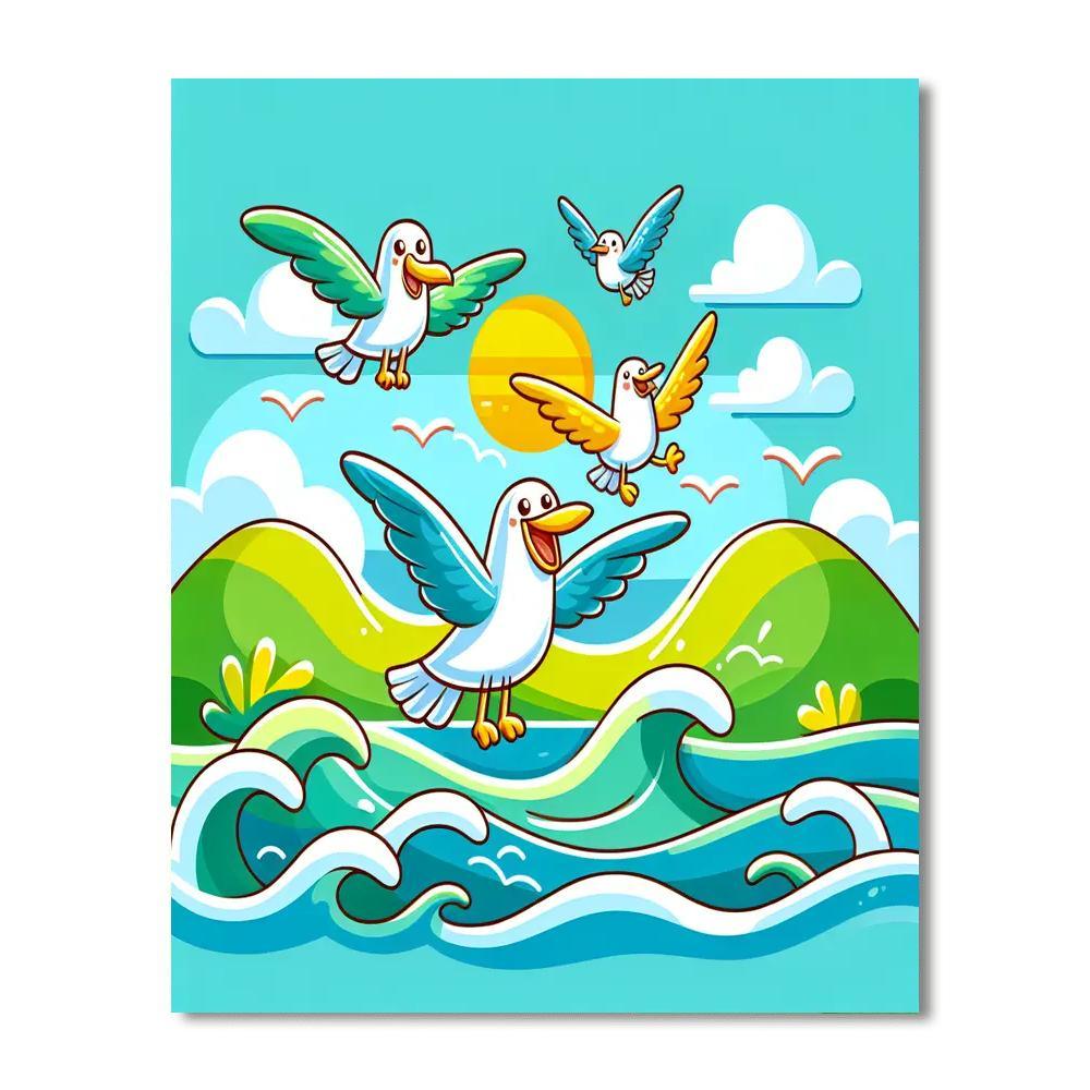 Seaside Seagull Soar Painting By Numbers Kit