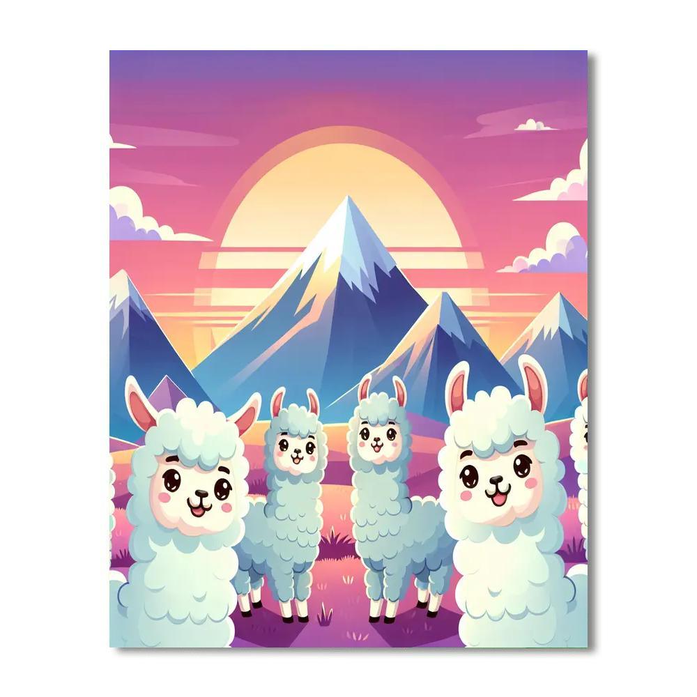 Lively Llama Landscape Paint By Numbers