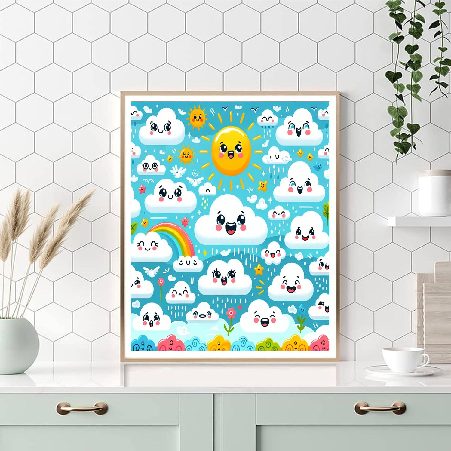 Cheerful Cloud Friends Paint By Numbers Art