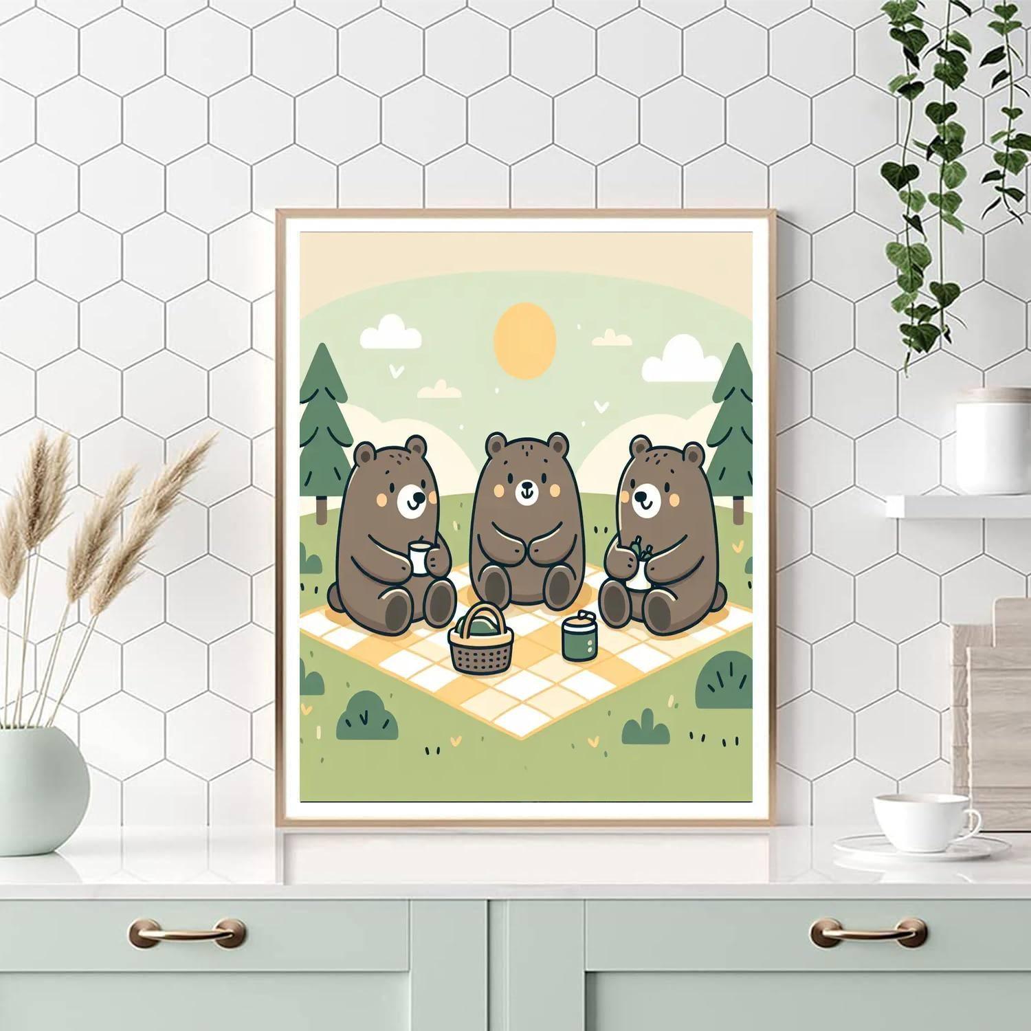 Charming Bear Picnic Numbered Painting Kits