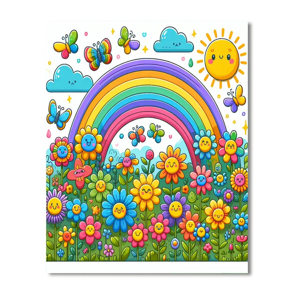 Whimsical Rainbow Garden Numbered Painting Kits