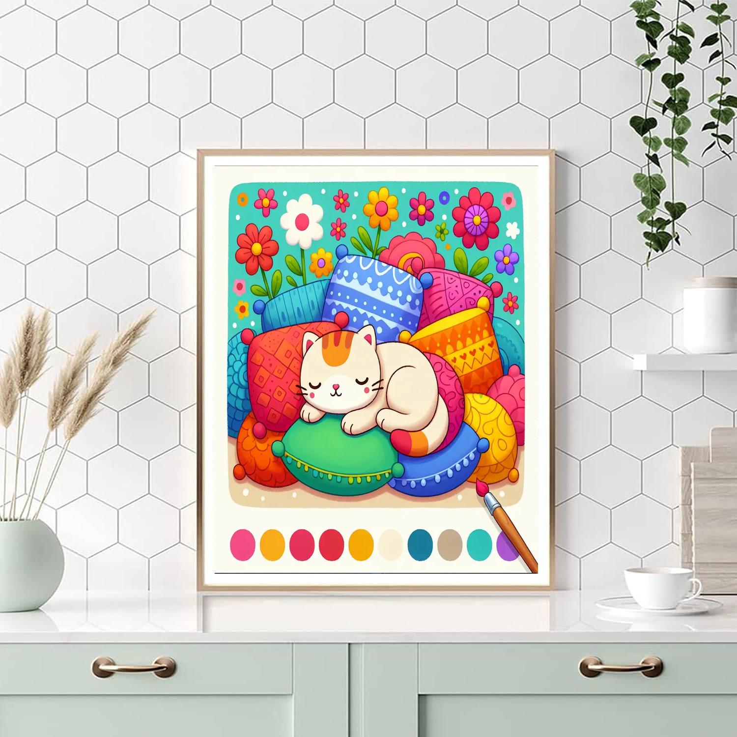 Snoozy Cat Nap Numbered Painting Kits