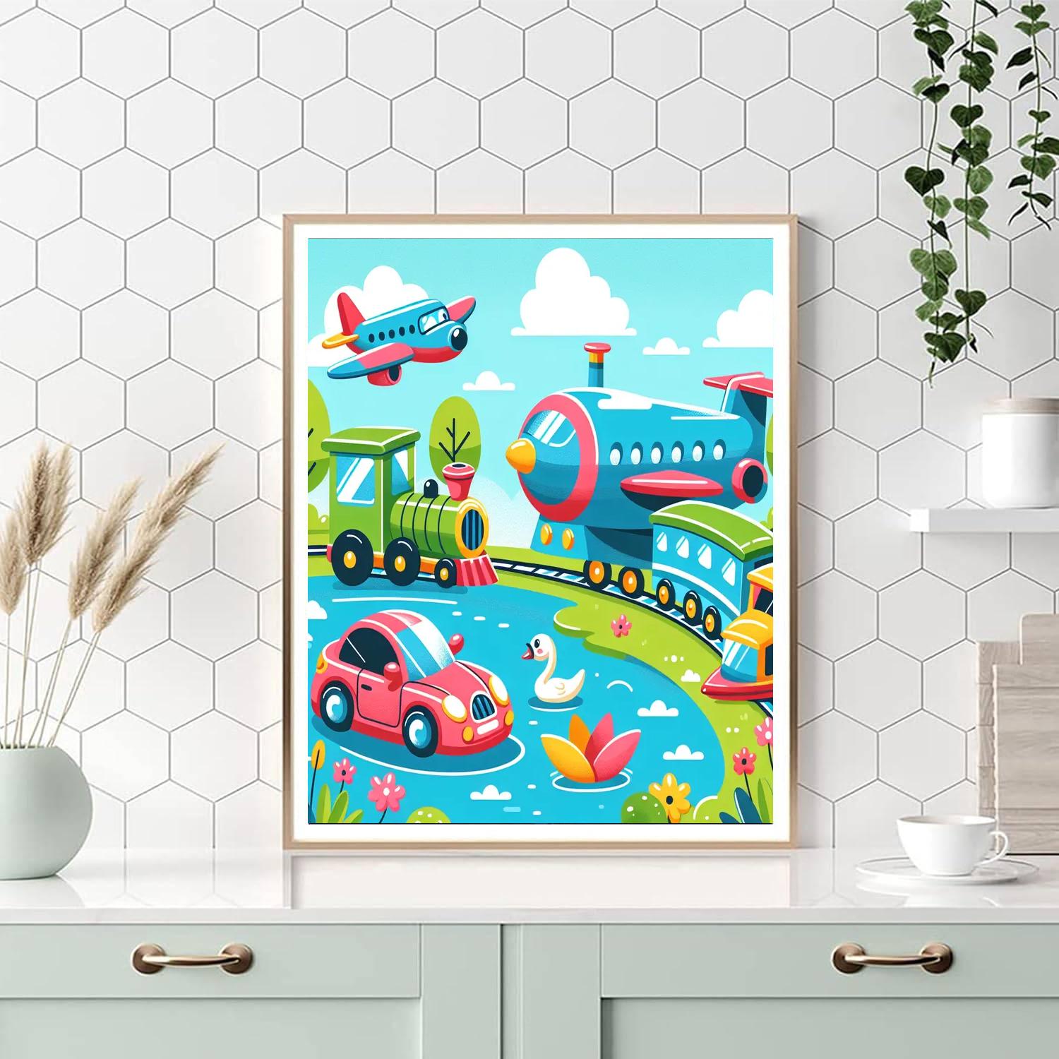 Colorful Transport Painting By Numbers Kit