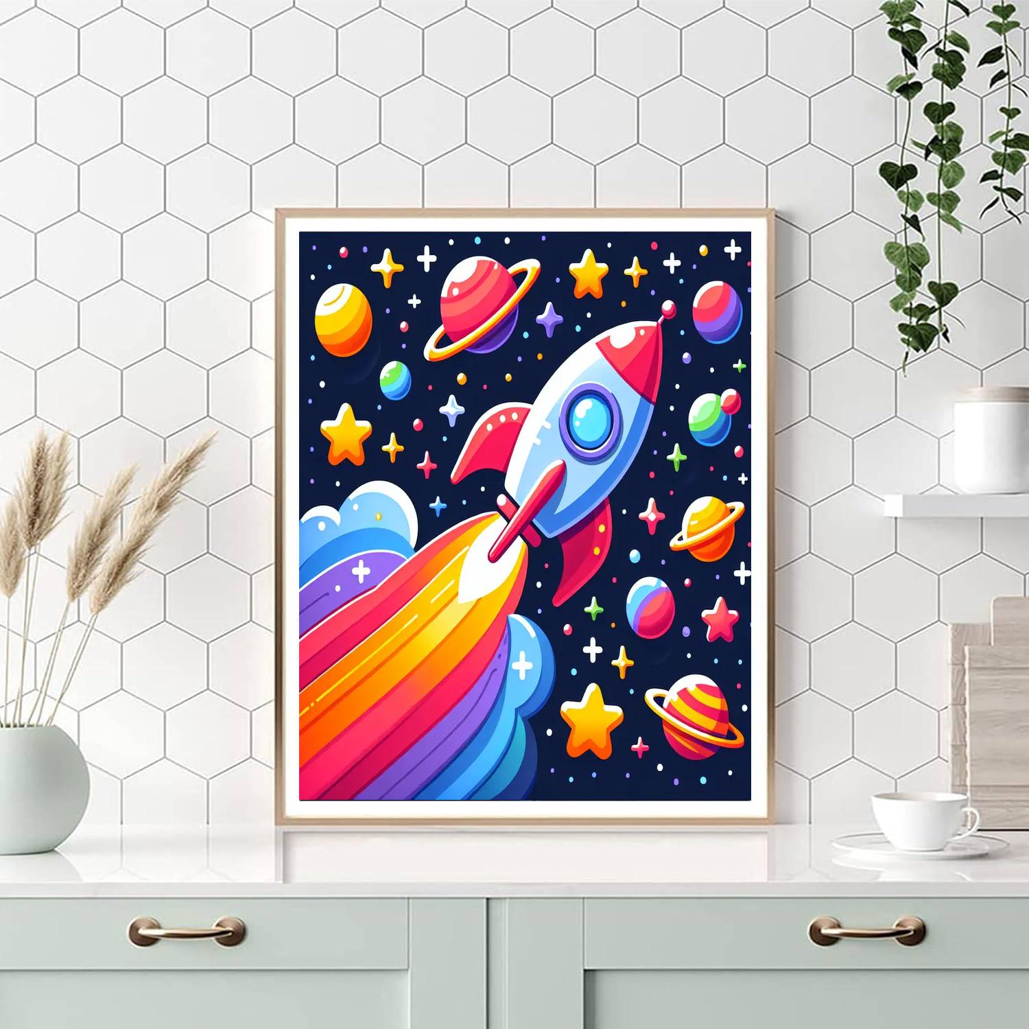 Rocket Ship To The Stars Painting Number Kit