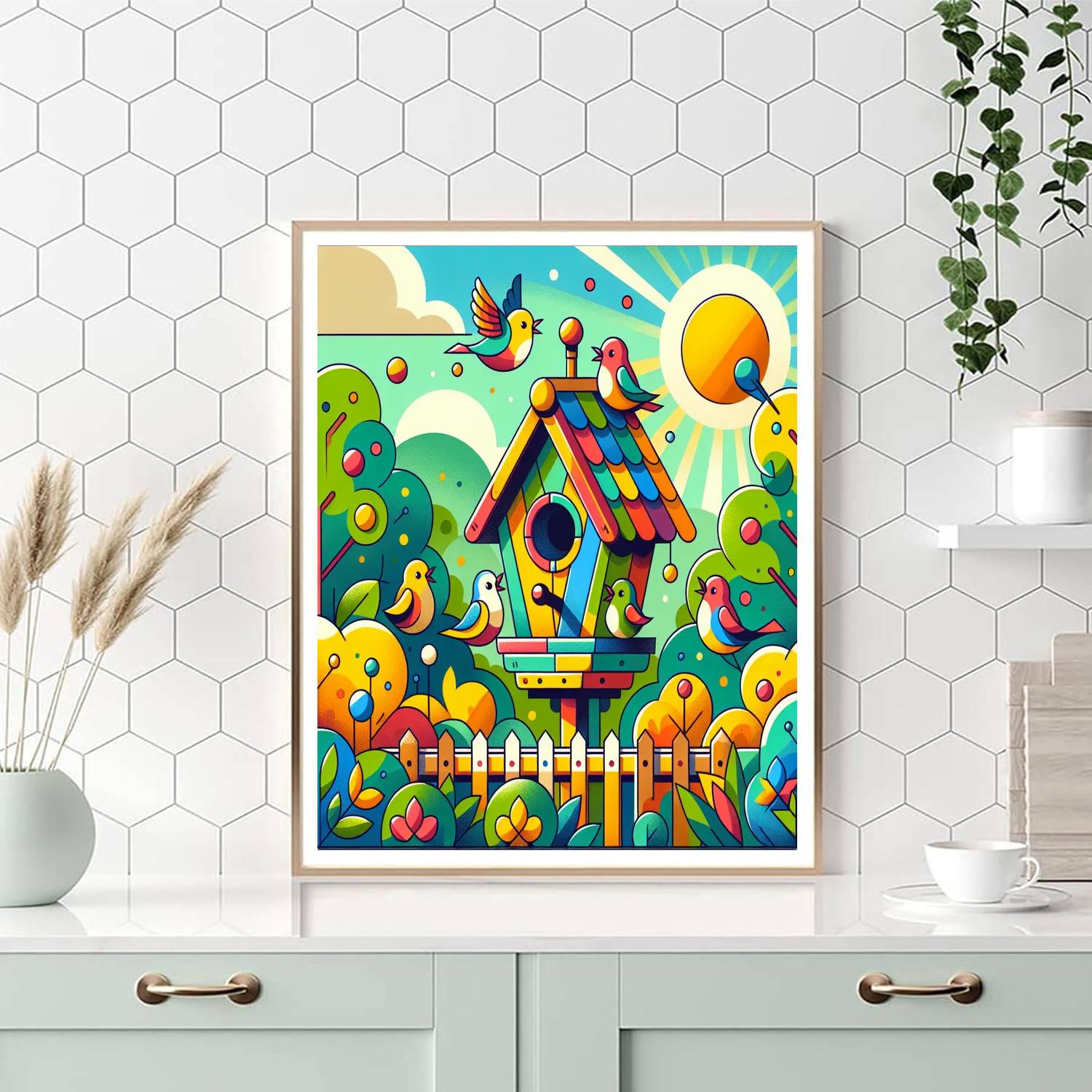 Chirpy Birdhouse Painting By Numbers Kit