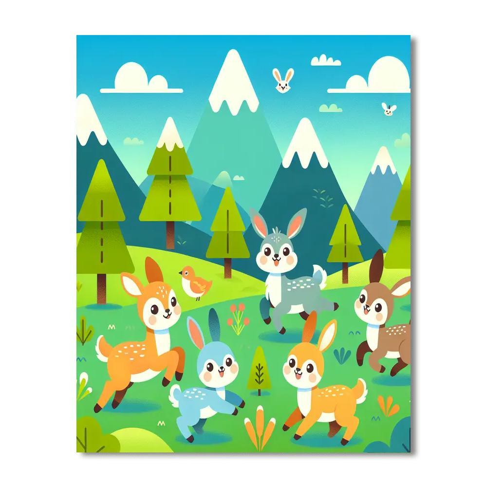 Merry Mountain Animals Paint By Numbers Art