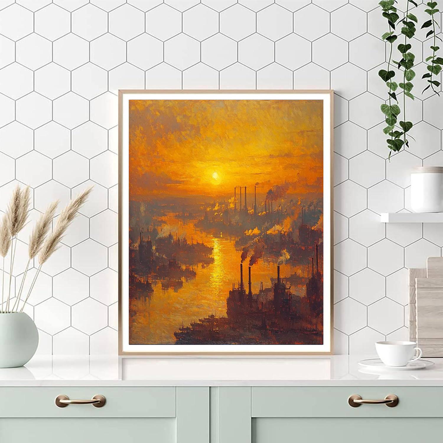 J.M.W. Turner Inspired Industrial Sunrise  Paint By Numbers