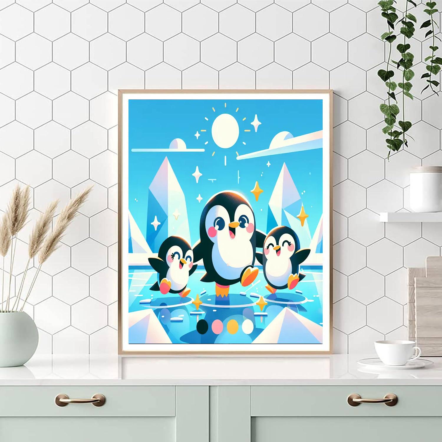 Cute Penguin Family Numbered Painting Kits