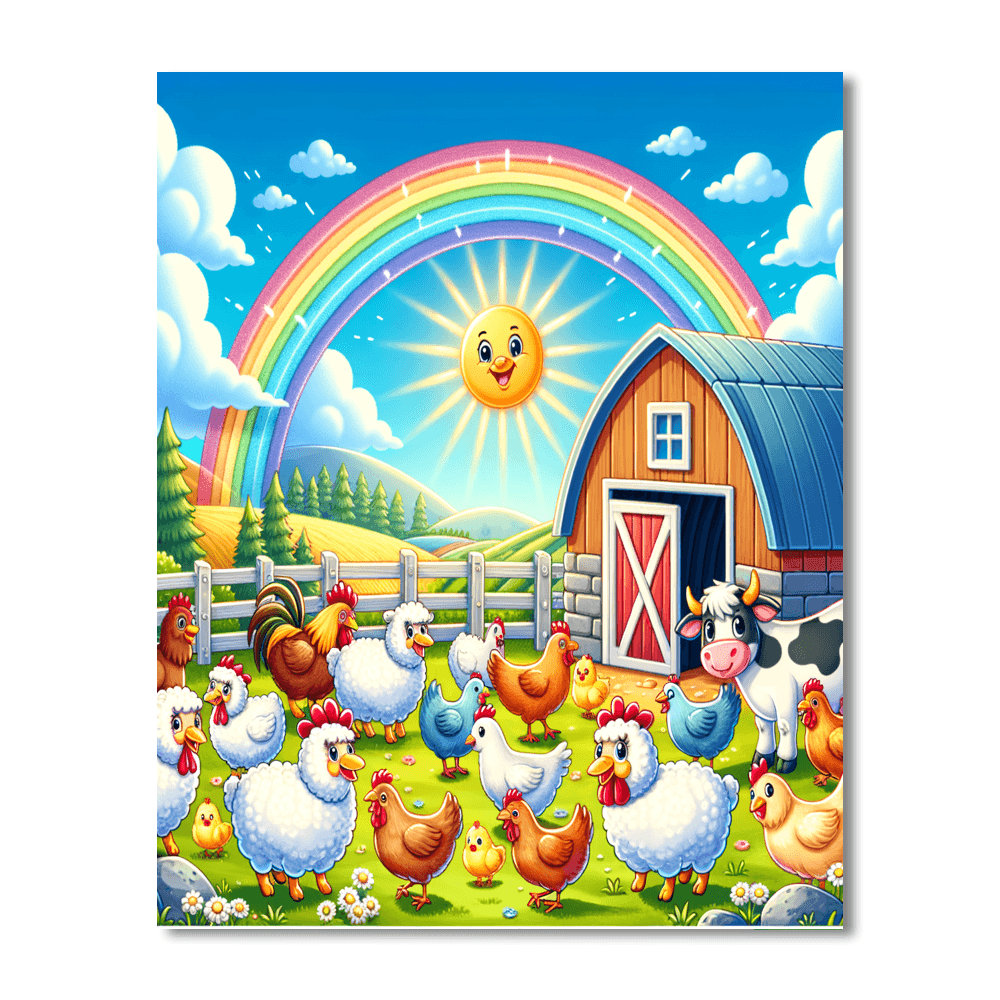 Joyful Farmyard Frolic Paint By Numbers