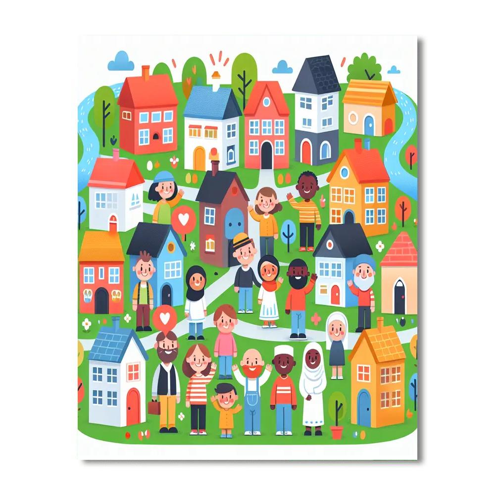 Village Life Number Painting