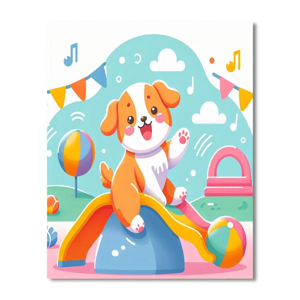 Puppy's Playground Paint By Numbers Art