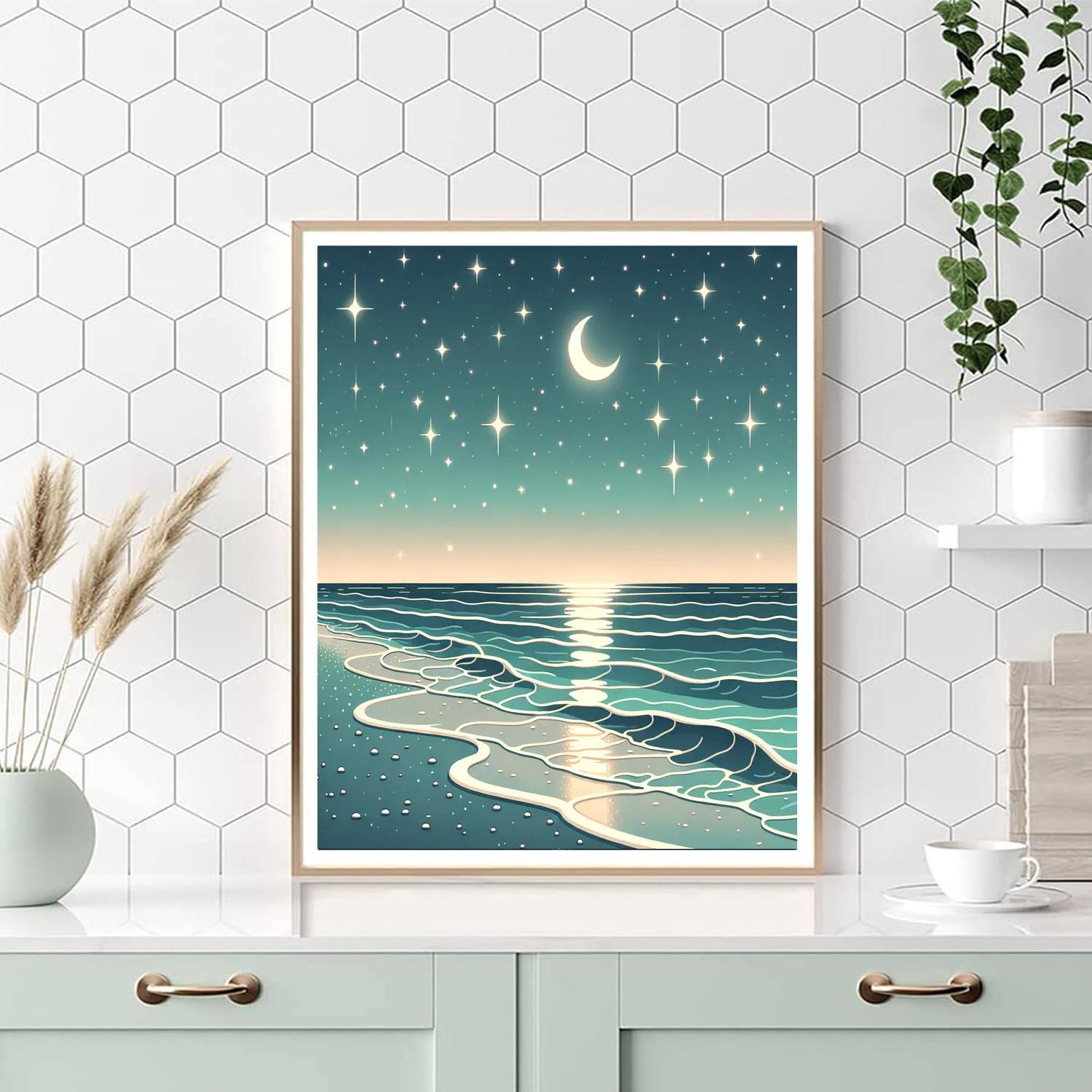 Seaside Starlight Stroll Paint By Numbers Art