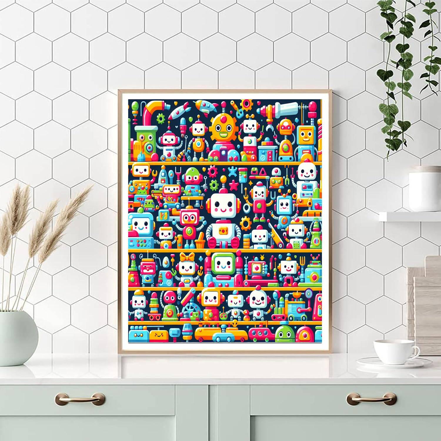 Joyful Robot Factory Paint By Number
