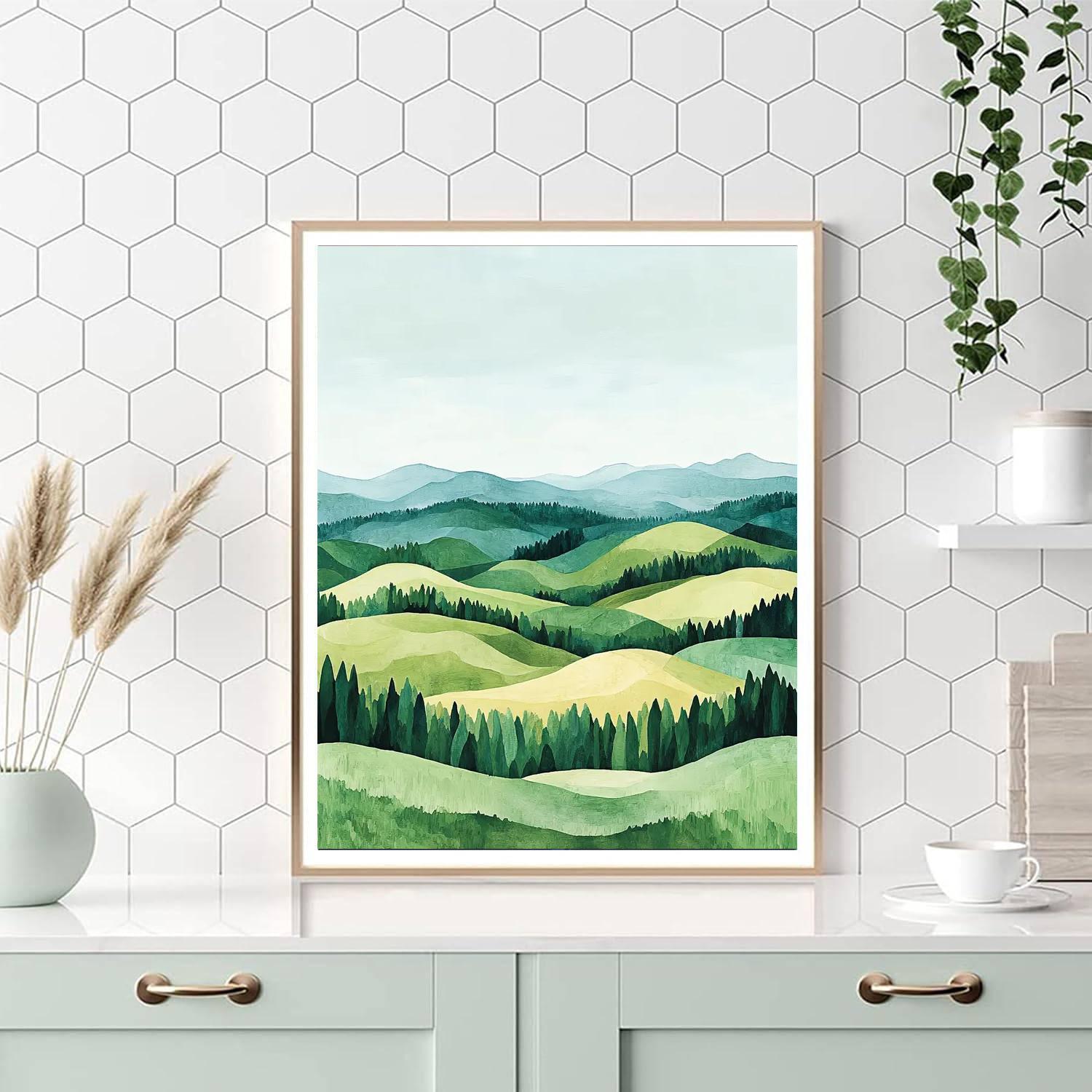 Paul Cézanne Inspired Serenity Of Rolling Hills  Number Painting