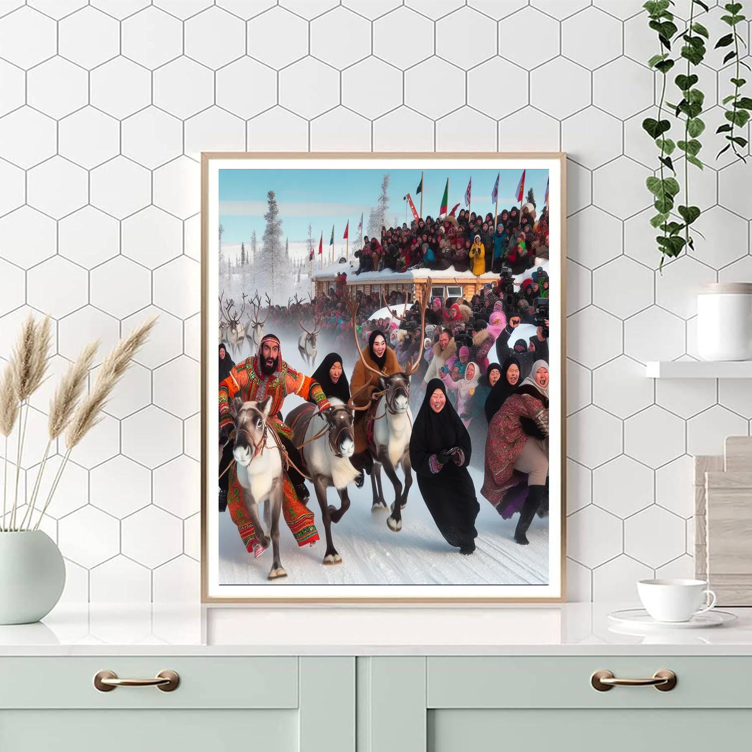 Running Of The Reindeer Number Painting