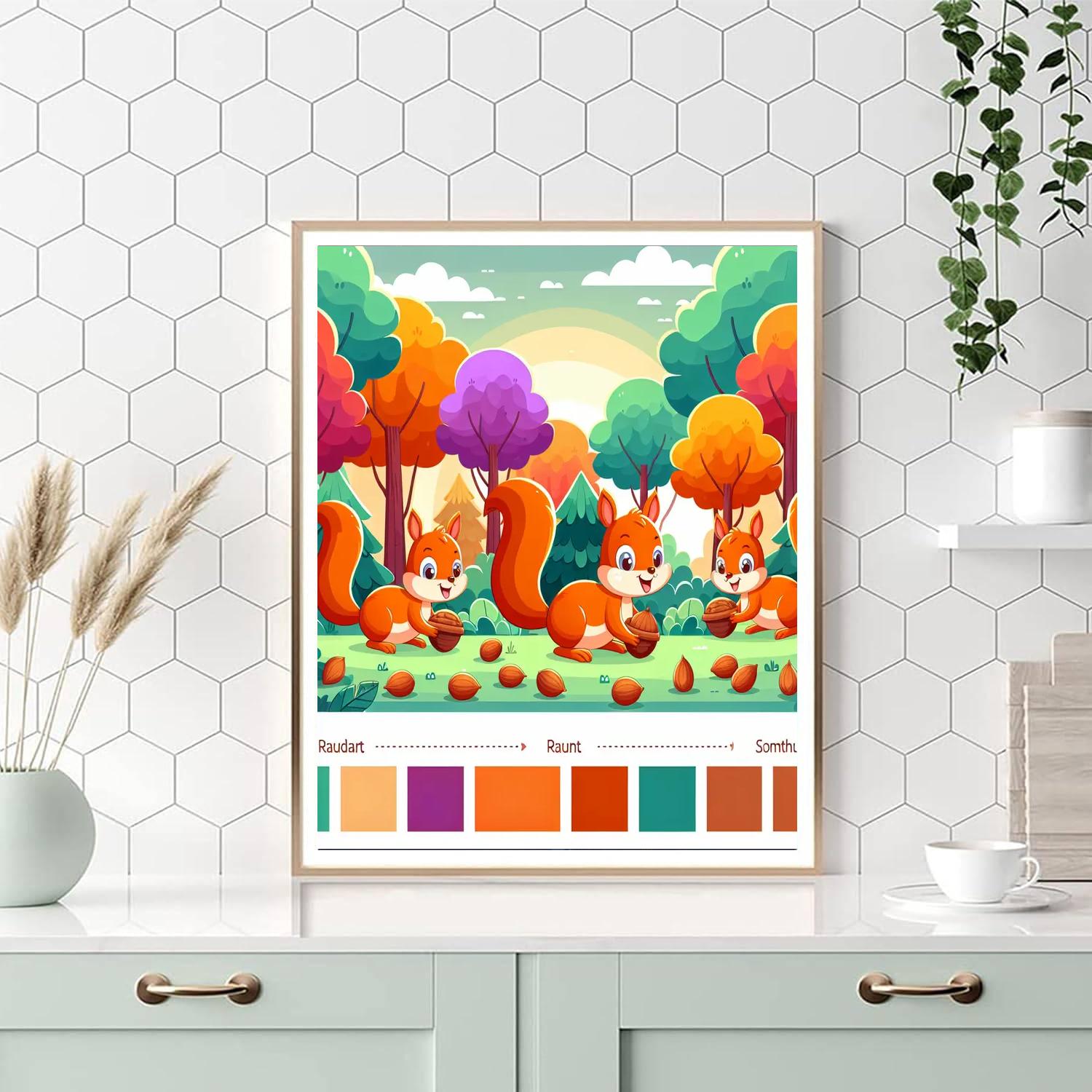 Squirrel's Woodland Scurry Paint By Numbers