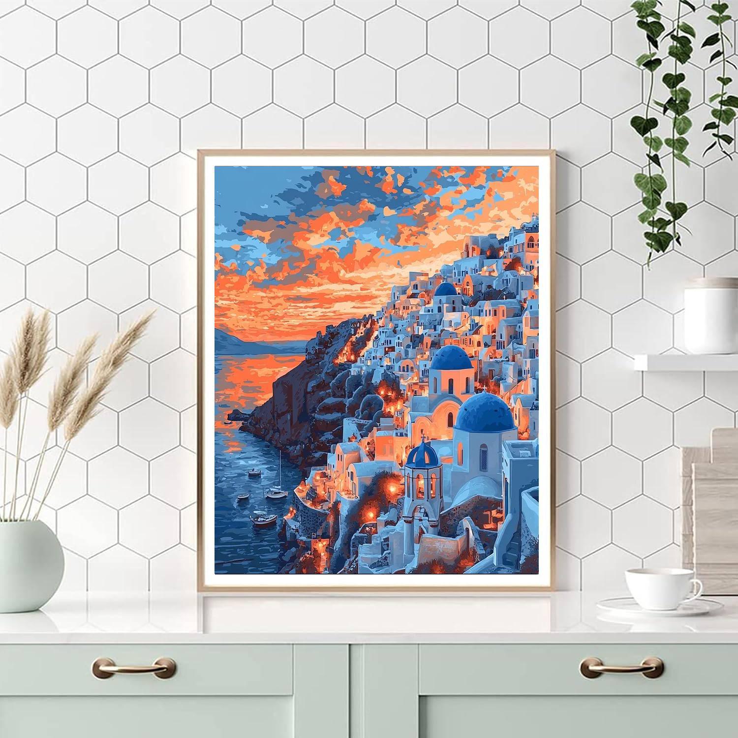 Oia Village - Santorini, Greece Numbered Painting Kits