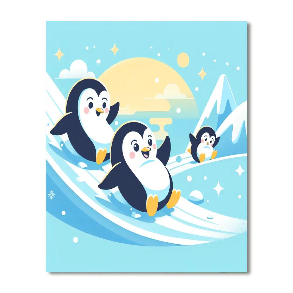 Frosty Penguin Playtime Paint By Number