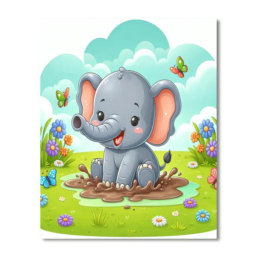 Cute Baby Elephant Paint By Numbers Art
