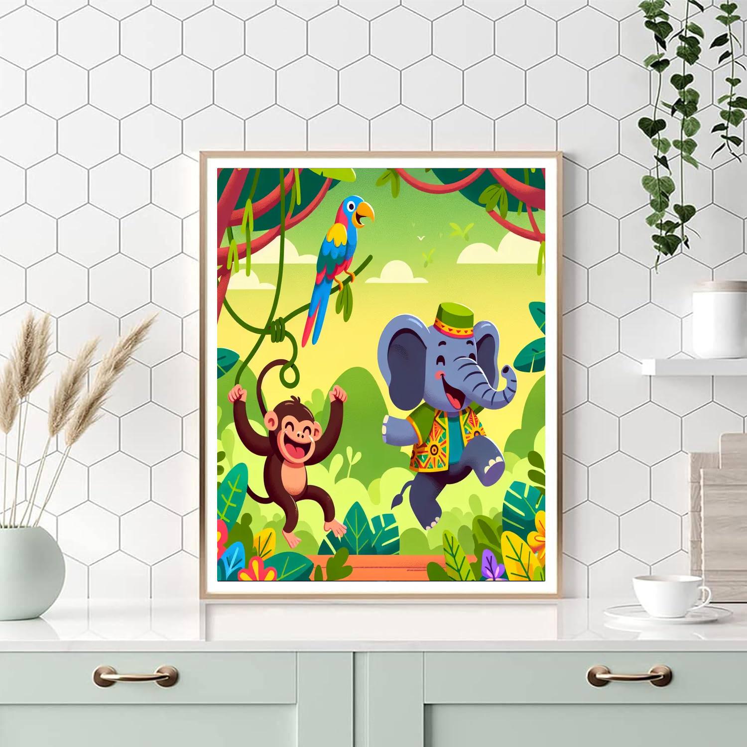 Dancing Jungle Animals Painting By Numbers Kit
