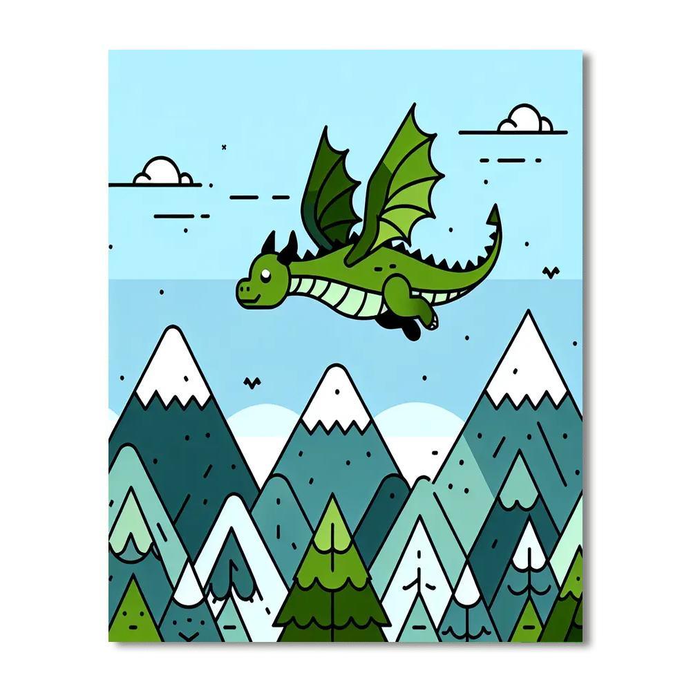 Mystic Mountain Dragon Number Painting