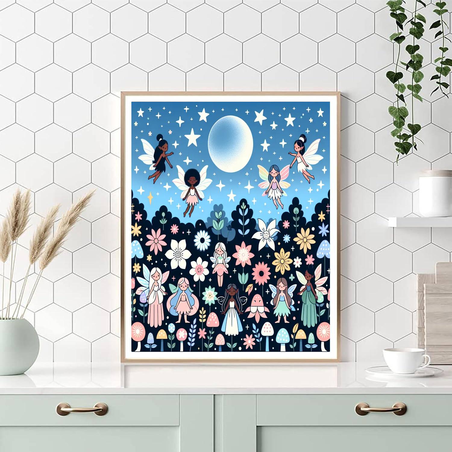 Moonlit Fairy Garden Painting Number Kit