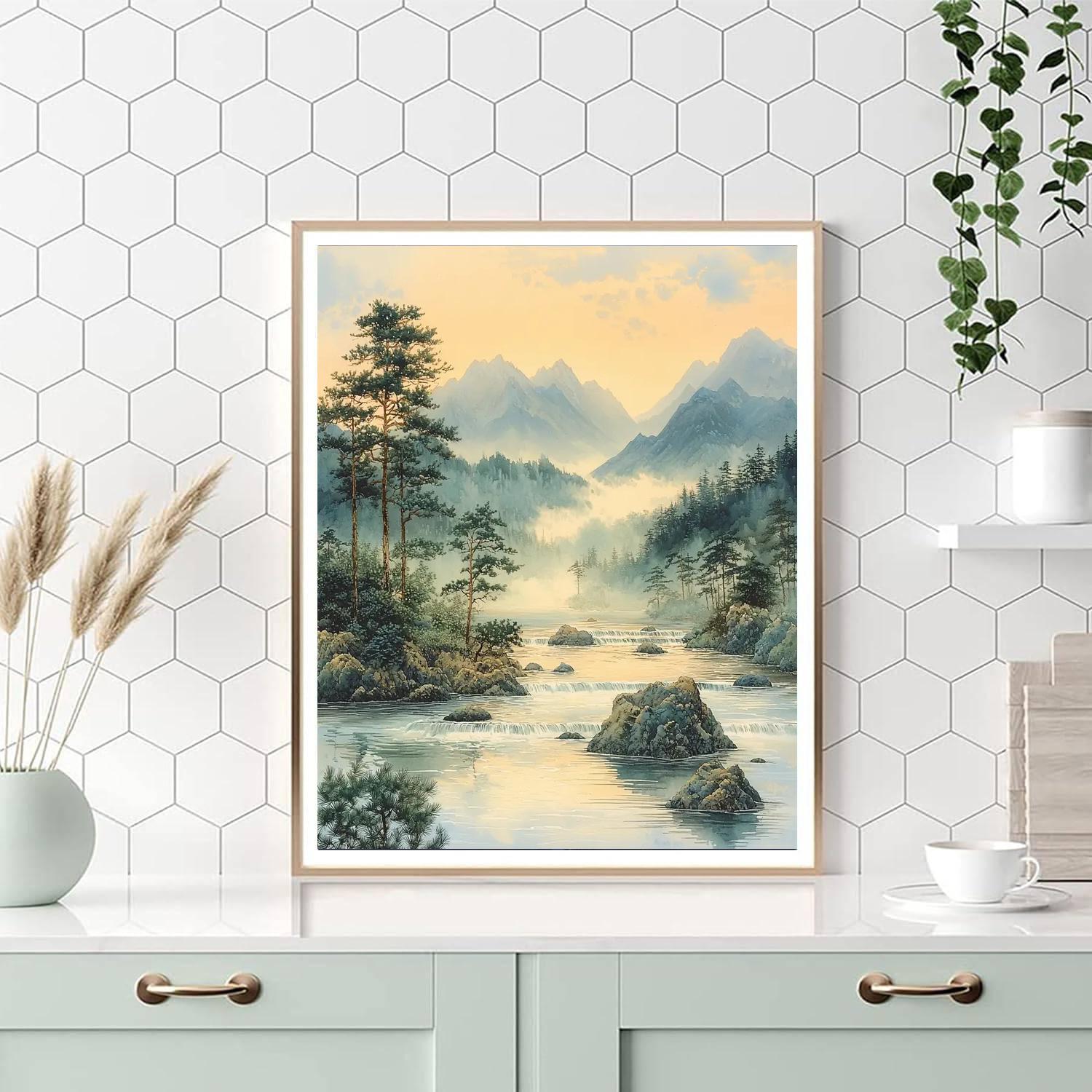 Zhao Mengfu Inspired Harmony Of Rivers  Numbered Painting Kits