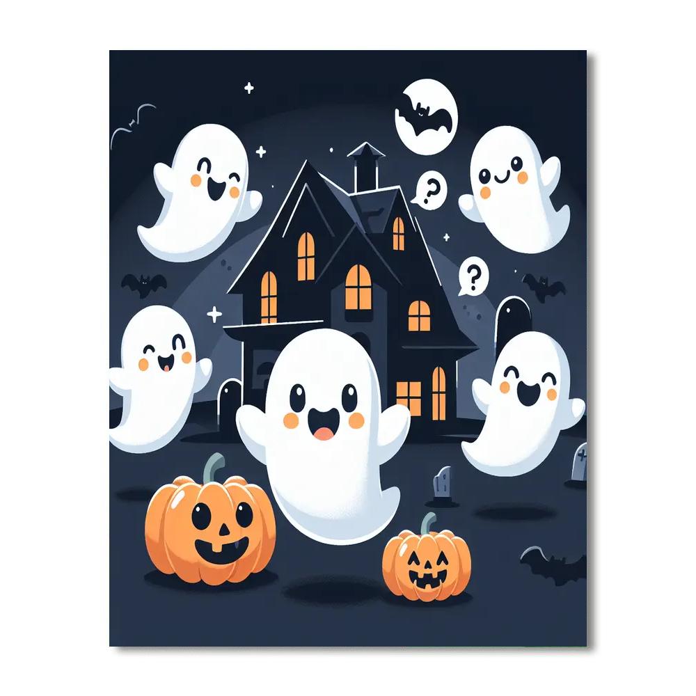 Giggling Ghosts Halloween Paint By Numbers Art