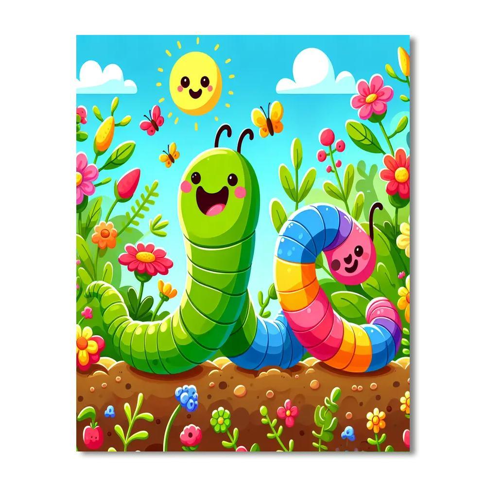 Whimsical Worm Adventure Paint By Number