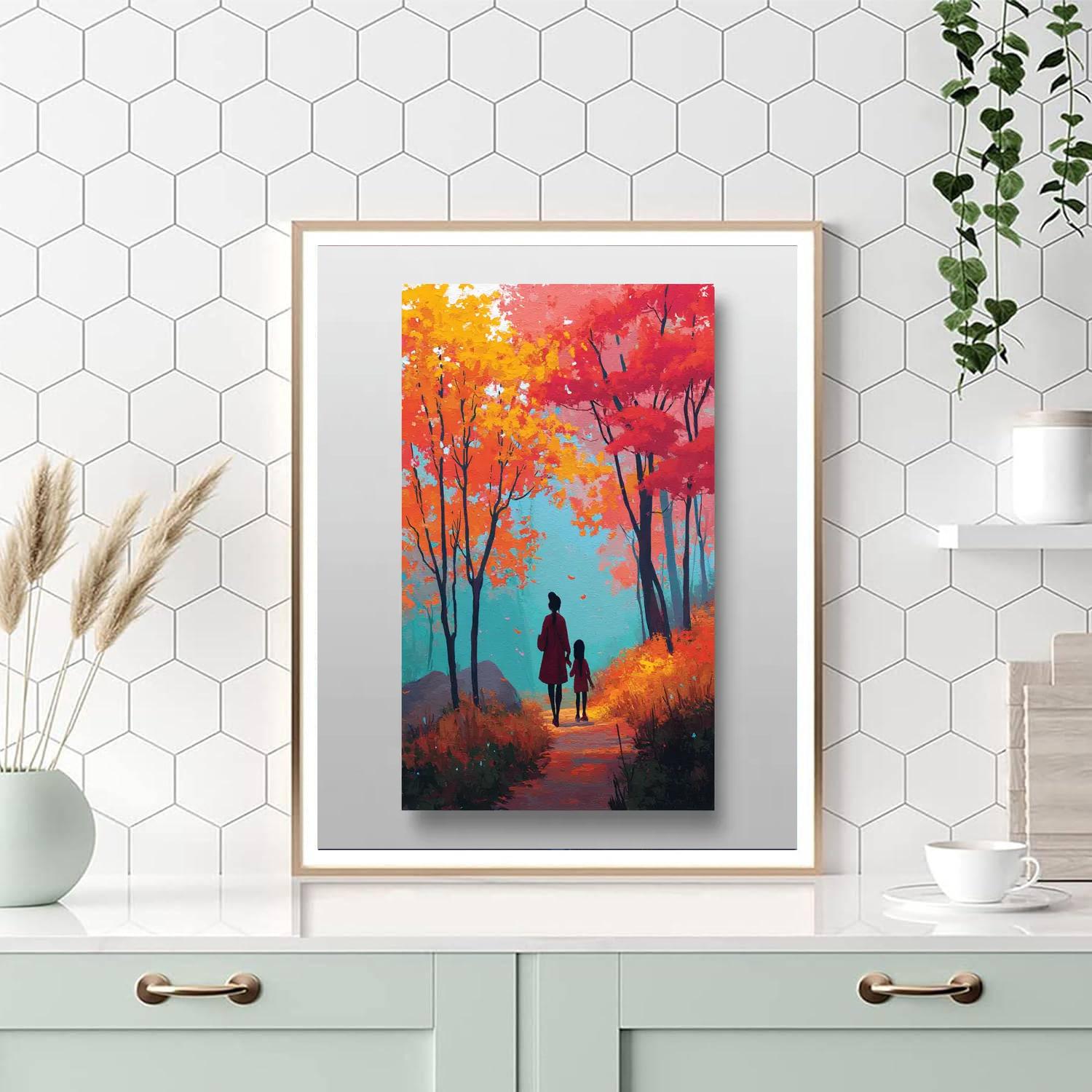 Mother And Child In The Autumn Forest Paint By Numbers Kits