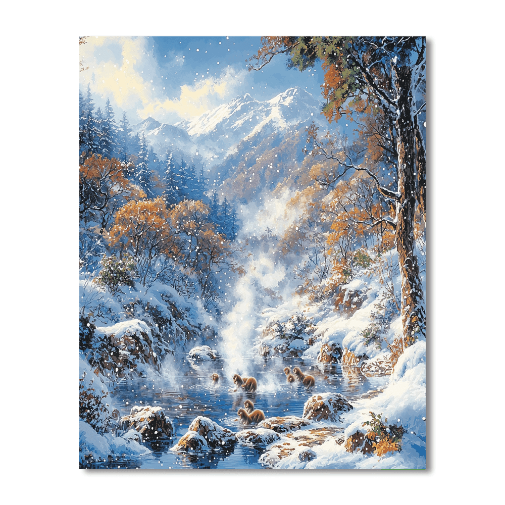 Jigokudani Monkey Park - Nagano Numbered Painting Kits
