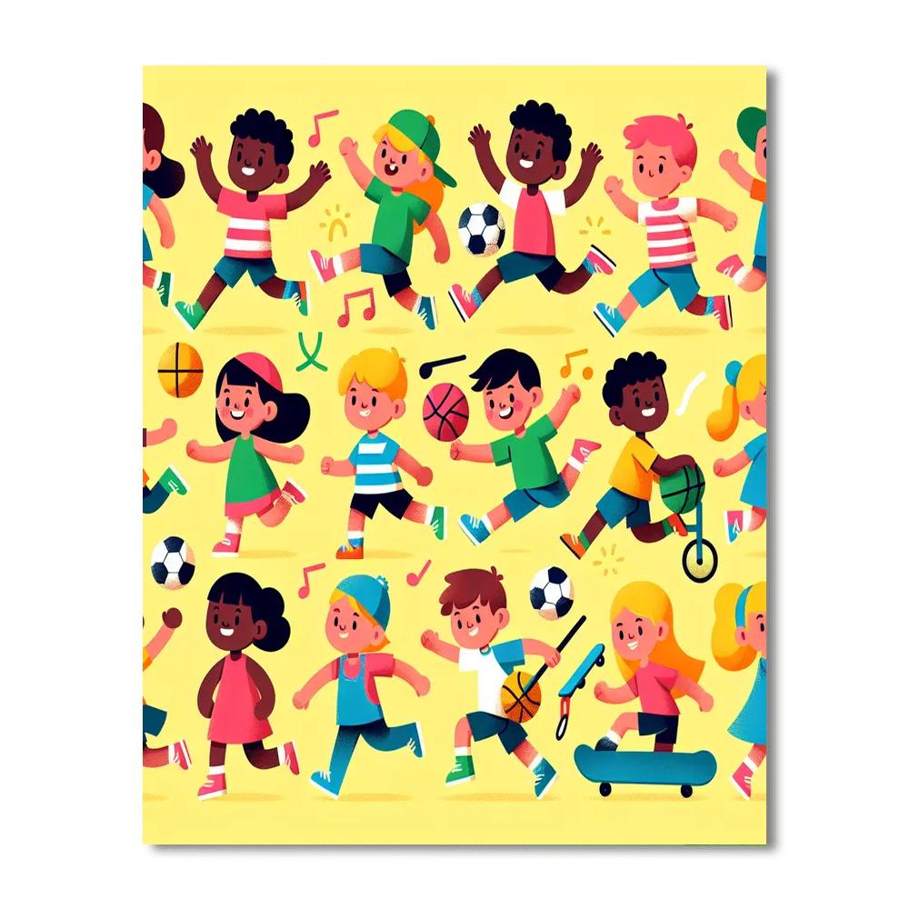 Sports Fun With Friends DIY Paint By Numbers