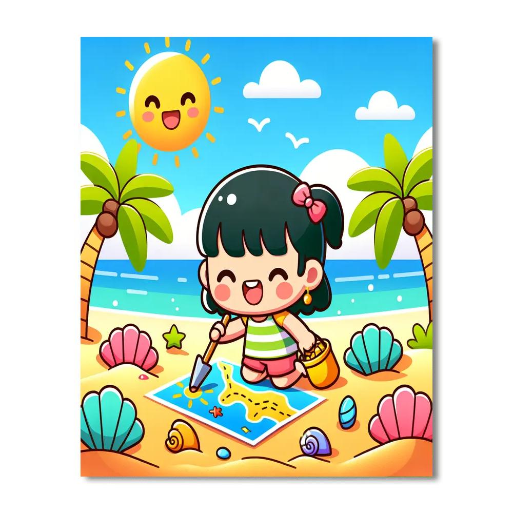Tropical Beach Treasure Hunt Painting Number Kit