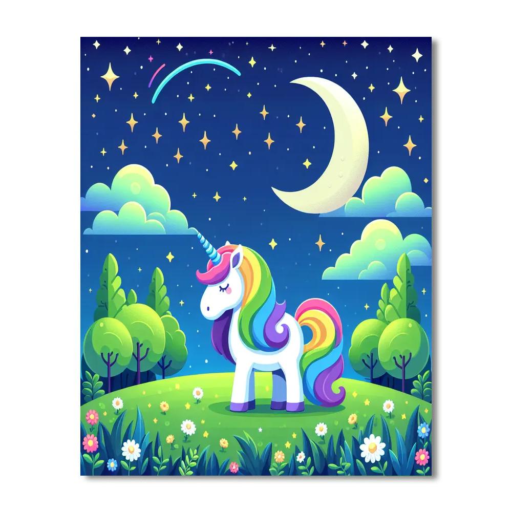 Mystical Moonlit Unicorn Painting Number Kit