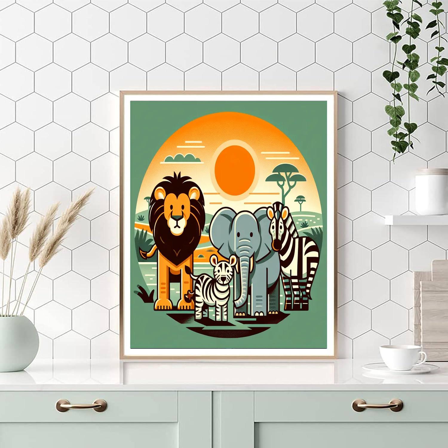 Adventure With Safari Animals Paint By Numbers Art