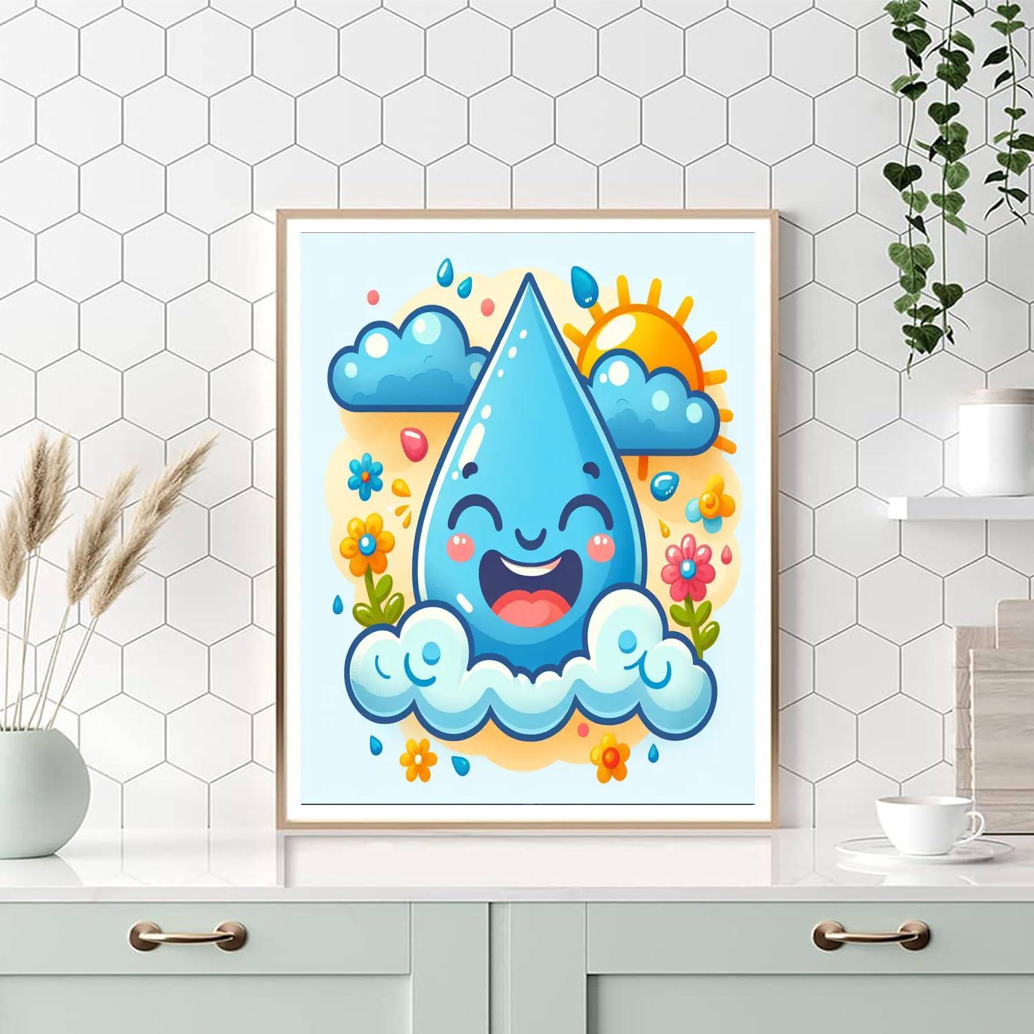 Cheerful Raindrop DIY Paint By Numbers