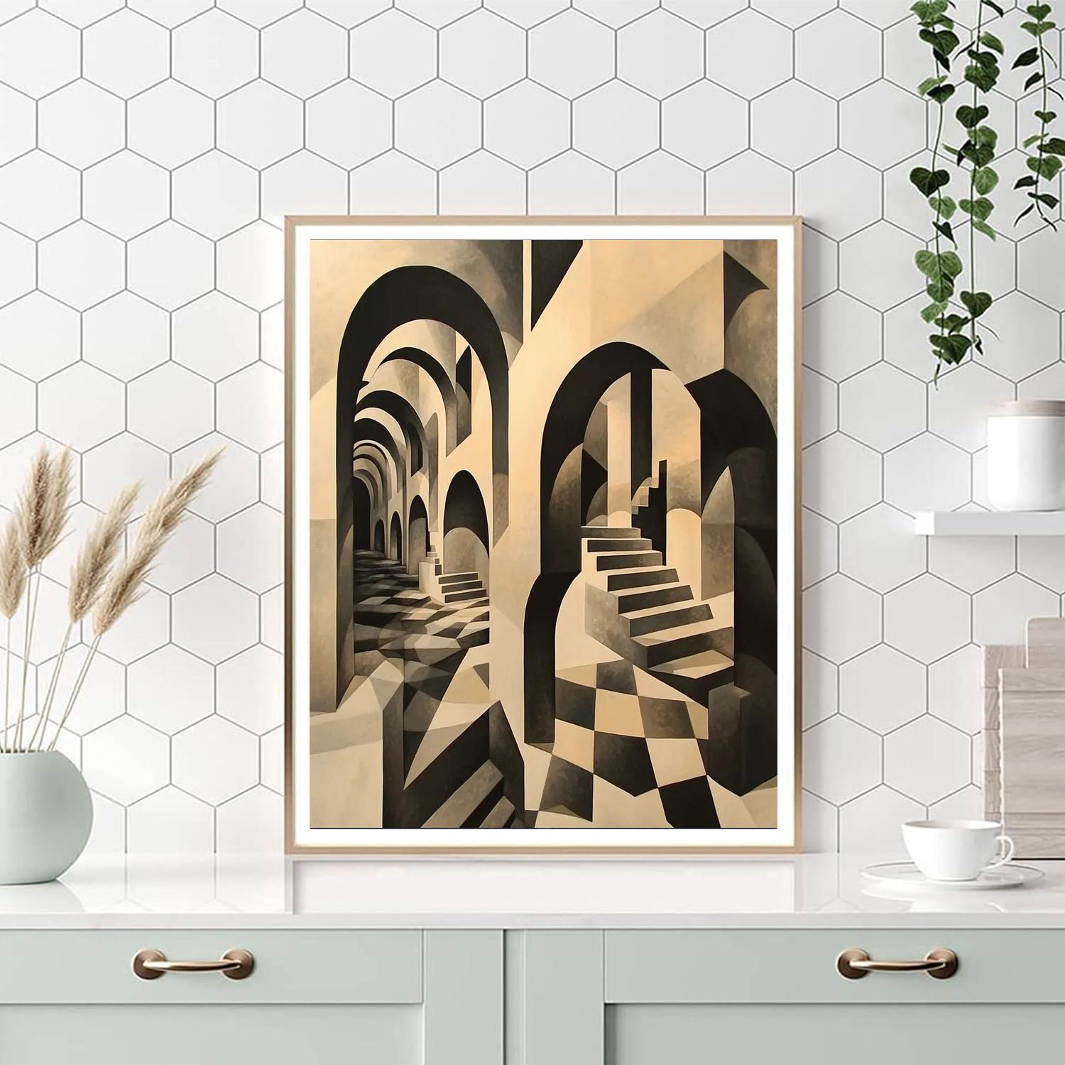 M.C. Escher Inspired Geometric Mirage  Paint By Numbers Kits