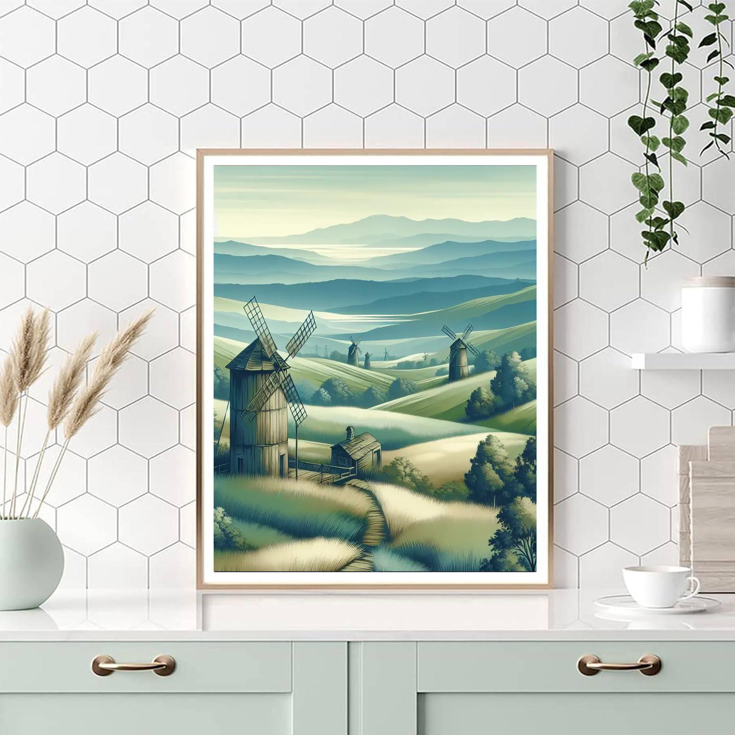Whispering Windmill Fields DIY Paint By Numbers