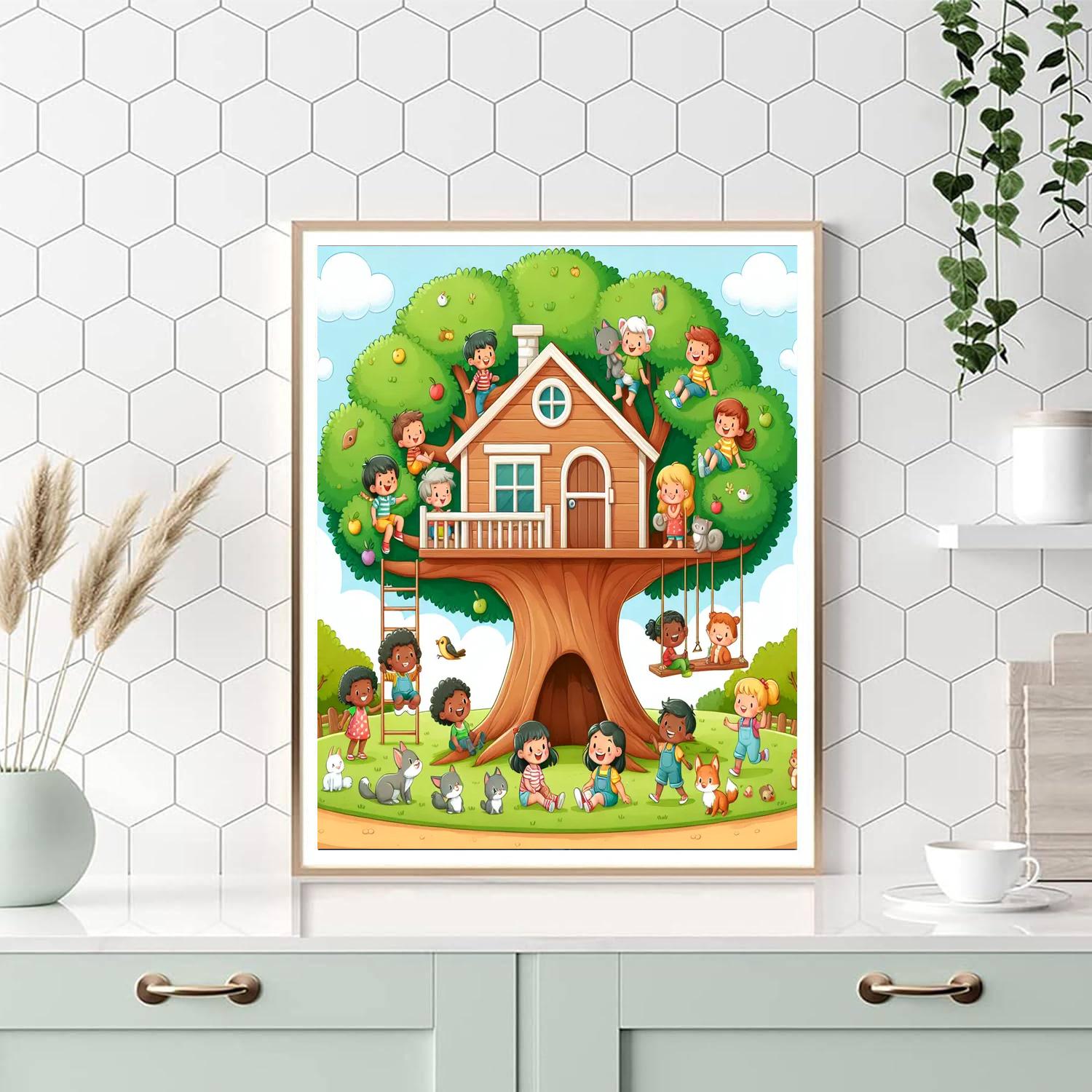 Cheerful Treehouse Adventure Numbered Painting Kits