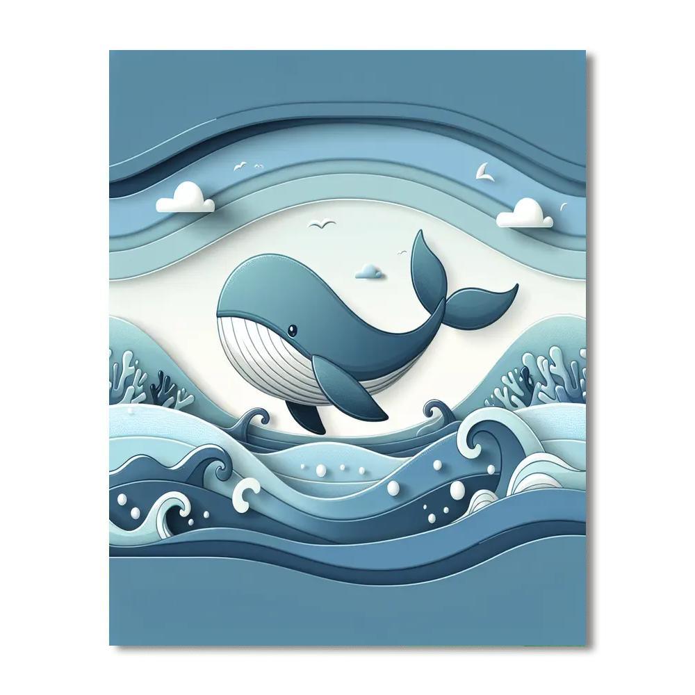 Whimsical Whale Waltz Number Painting