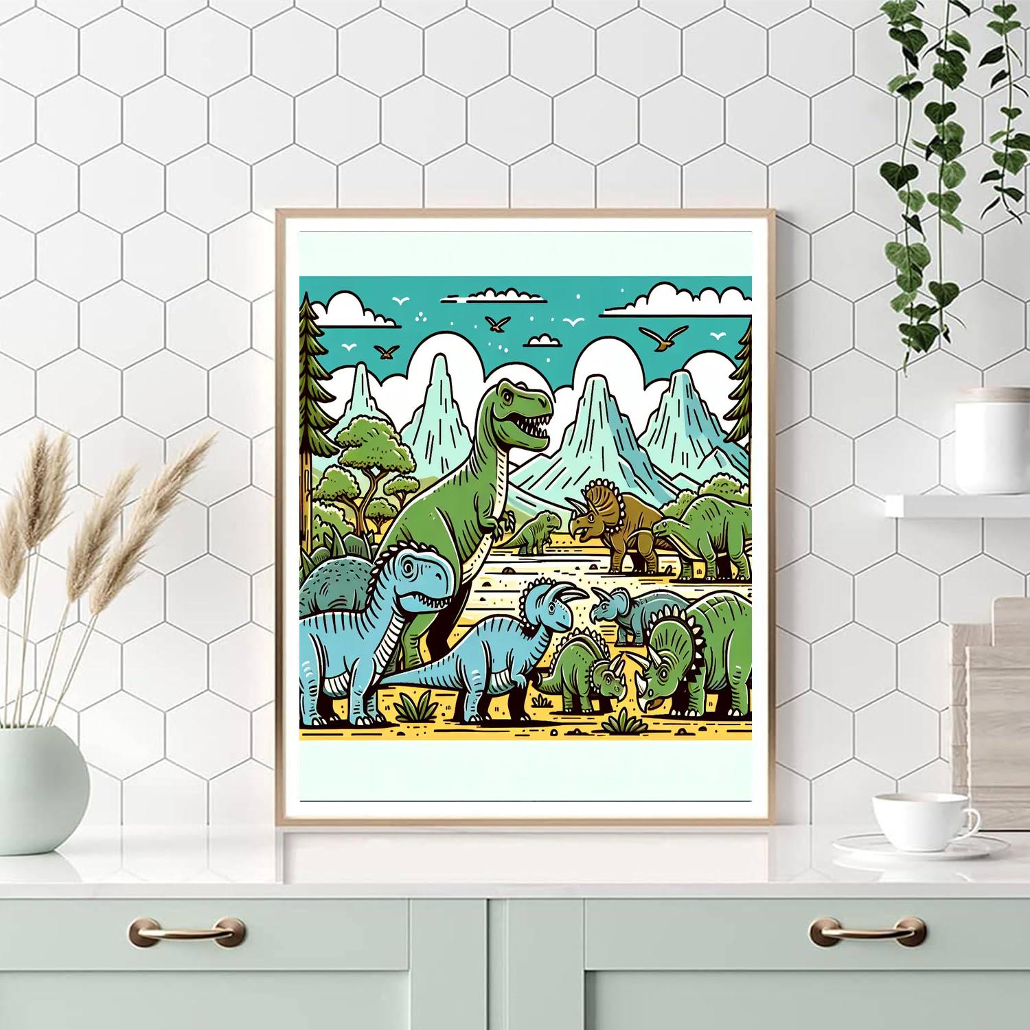 Dino World: The Era Of Dinosaurs Number Painting