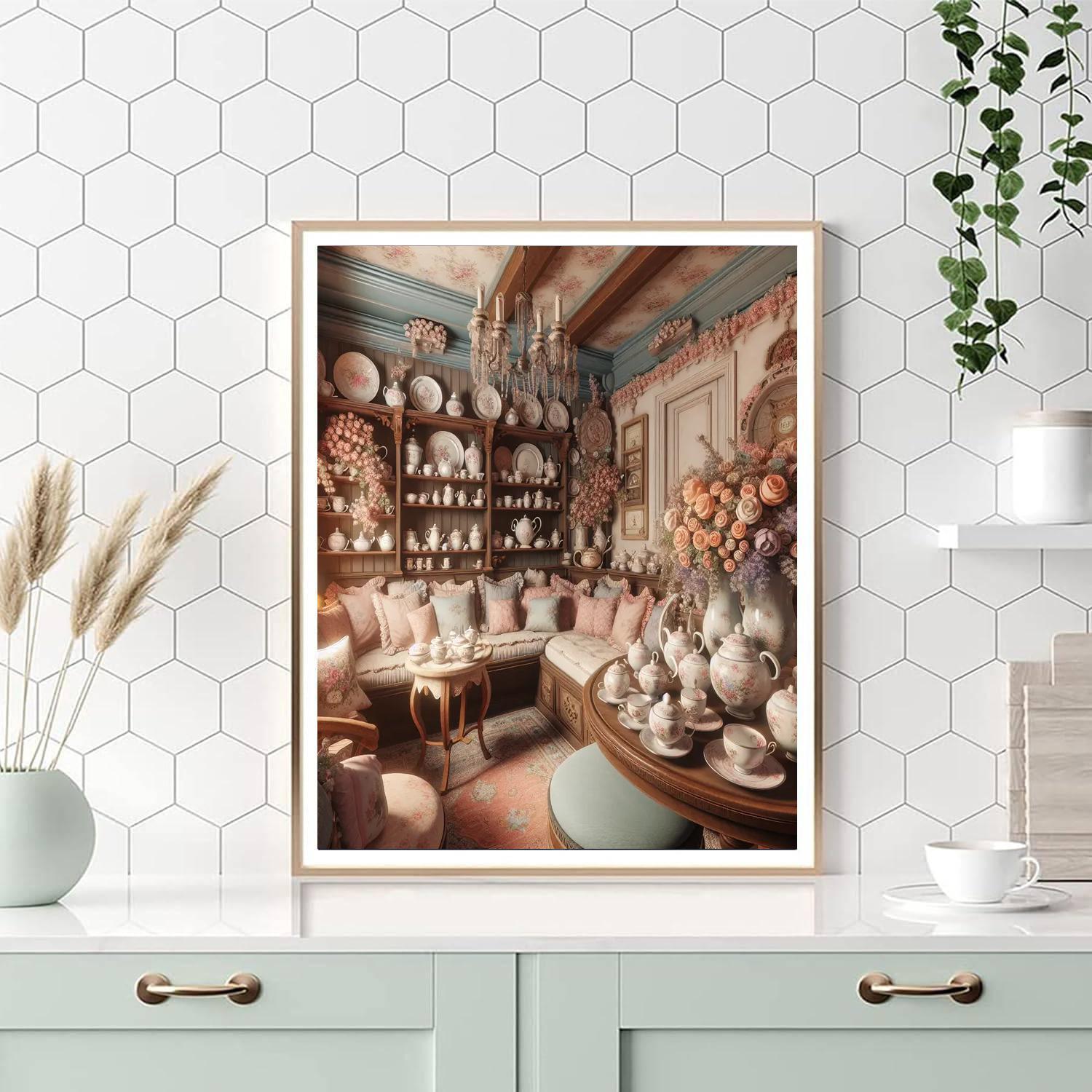 Charming Tea Room Scene Painting By Numbers Kit