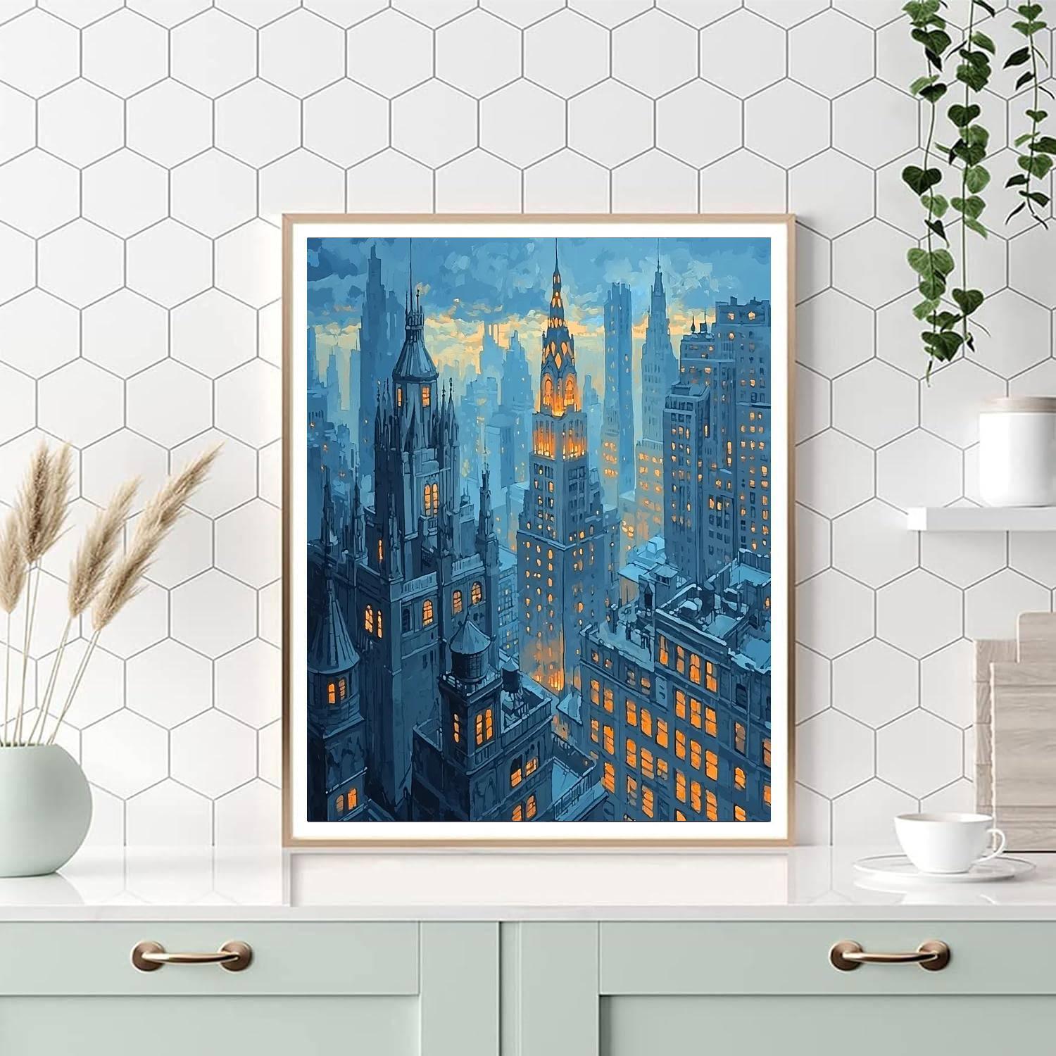 Edward Hopper Inspired City Skyline Panorama  Paint By Numbers