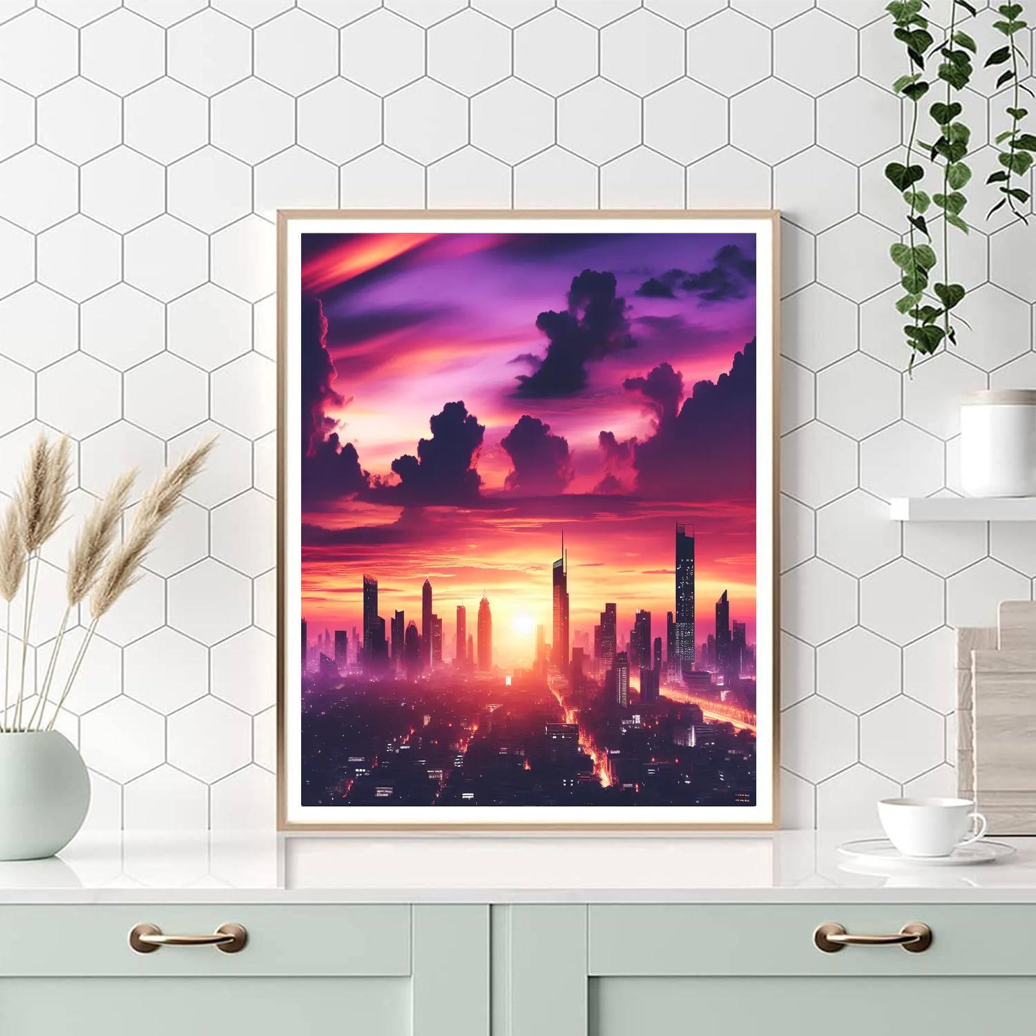 Chic City Skyline Silhouette Paint By Numbers Kits