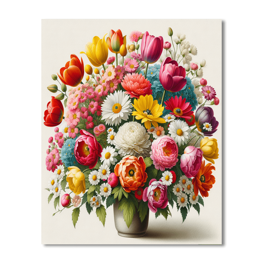Charming Floral Bouquet Number Painting