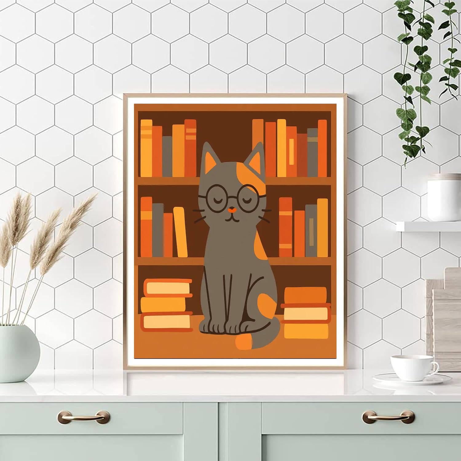 Clever Cat's Library DIY Paint By Numbers